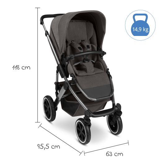 ABC Design Set passeggino 3in1 Salsa 5 Air - incluso navicella, seggiolino auto Pebble Pro, seggiolino sportivo con pacchetto accessori XXL - Almond