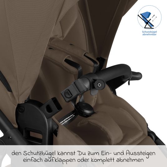 ABC Design Set passeggino 3in1 Salsa 5 Air - include navicella, seggiolino auto Pebble Pro, seggiolino sportivo con pacchetto accessori XXL - Marrone scuro