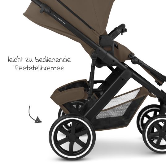 ABC Design Set passeggino 3in1 Salsa 5 Air - include navicella, seggiolino auto Pebble Pro, seggiolino sportivo con pacchetto accessori XXL - Marrone scuro