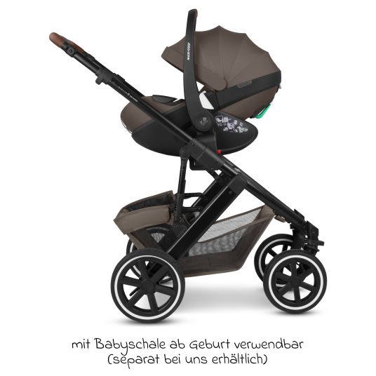 ABC Design Set passeggino 3in1 Salsa 5 Air - include navicella, seggiolino auto Pebble Pro, seggiolino sportivo con pacchetto accessori XXL - Marrone scuro