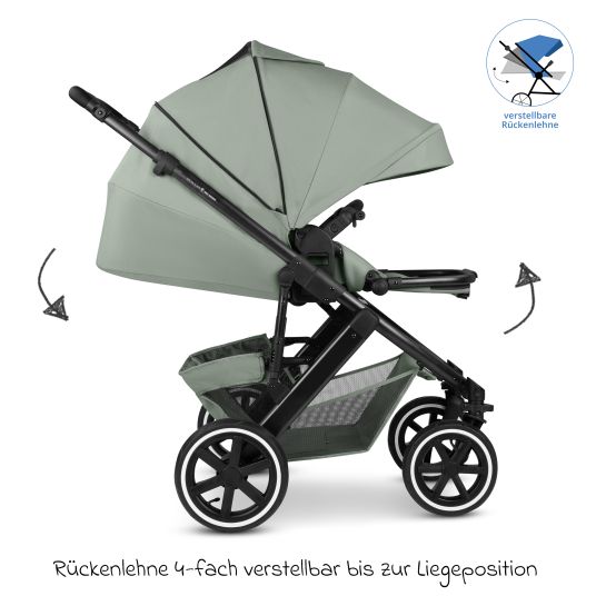 ABC Design Set passeggino 3in1 Salsa 5 Air - incluso navicella, seggiolino auto Pebble Pro, seggiolino sportivo con pacchetto accessori XXL - Pino