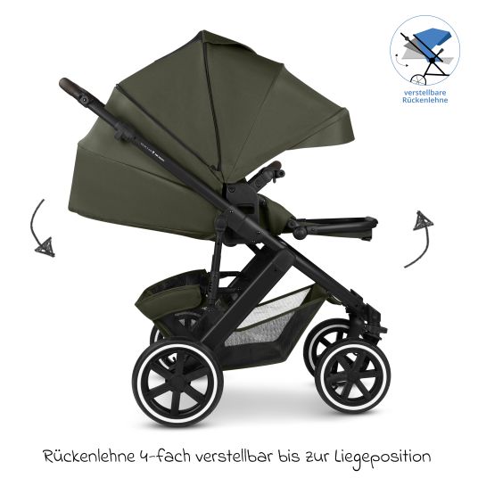 ABC Design Set passeggino 3in1 Salsa 5 Air - incluso navicella, seggiolino auto Pebble Pro, seggiolino sportivo con pacchetto accessori XXL - Pure - Avocado