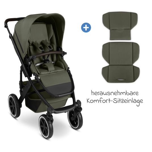 ABC Design Set passeggino 3in1 Salsa 5 Air - incluso navicella, seggiolino auto Pebble Pro, seggiolino sportivo con pacchetto accessori XXL - Pure - Avocado