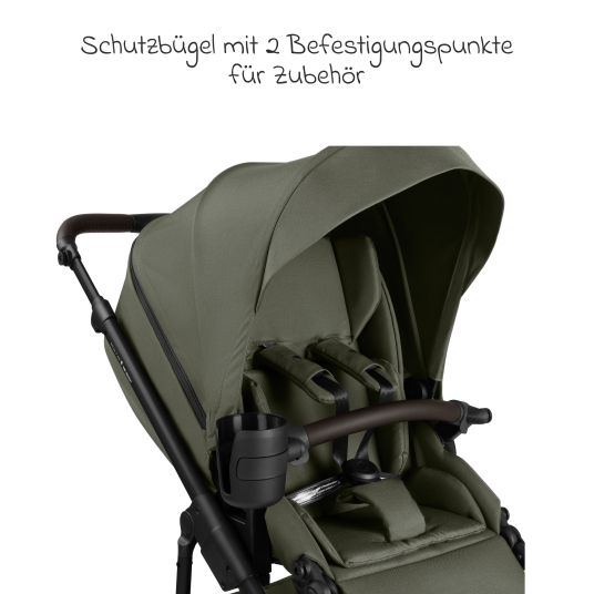 ABC Design Set passeggino 3in1 Salsa 5 Air - incluso navicella, seggiolino auto Pebble Pro, seggiolino sportivo con pacchetto accessori XXL - Pure - Avocado