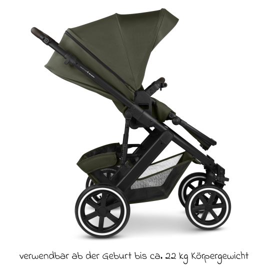 ABC Design Set passeggino 3in1 Salsa 5 Air - incluso navicella, seggiolino auto Pebble Pro, seggiolino sportivo con pacchetto accessori XXL - Pure - Avocado