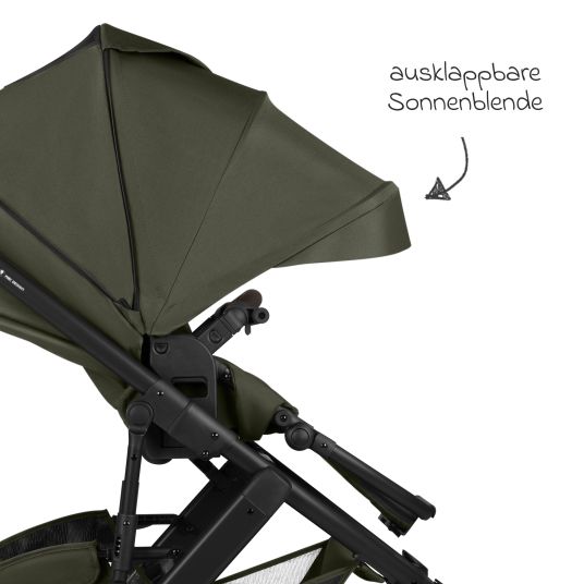 ABC Design Set passeggino 3in1 Salsa 5 Air - incluso navicella, seggiolino auto Pebble Pro, seggiolino sportivo con pacchetto accessori XXL - Pure - Avocado