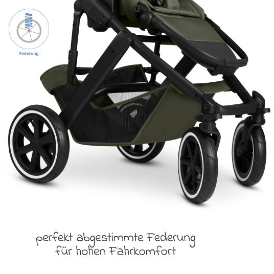 ABC Design Set passeggino 3in1 Salsa 5 Air - incluso navicella, seggiolino auto Pebble Pro, seggiolino sportivo con pacchetto accessori XXL - Pure - Avocado