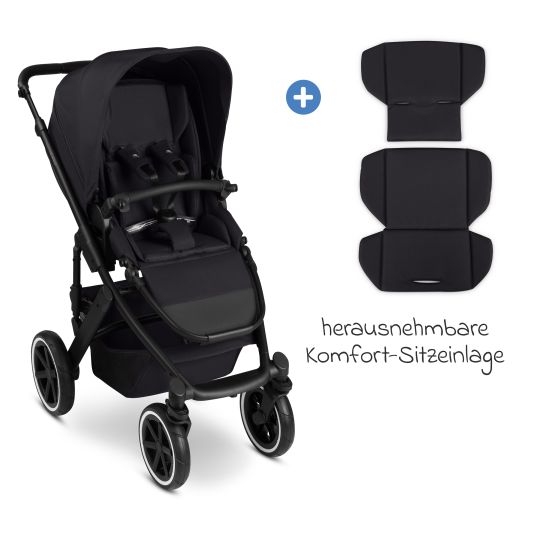 ABC Design 3in1 Kinderwagen-Set Salsa 5 Air - inkl. Babywanne, Autositz Pebble Pro, Sportsitz mit XXL Zubehörpaket - Pure - Coal