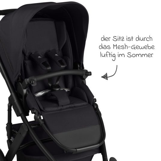 ABC Design 3in1 Kinderwagen-Set Salsa 5 Air - inkl. Babywanne, Autositz Pebble Pro, Sportsitz mit XXL Zubehörpaket - Pure - Coal