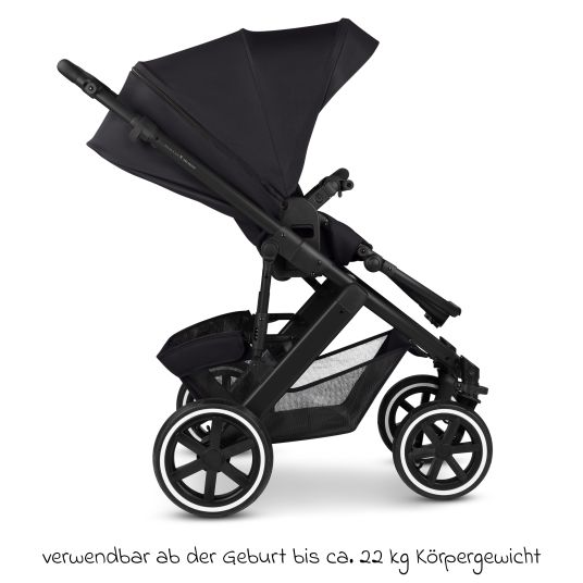 ABC Design 3in1 Kinderwagen-Set Salsa 5 Air - inkl. Babywanne, Autositz Pebble Pro, Sportsitz mit XXL Zubehörpaket - Pure - Coal