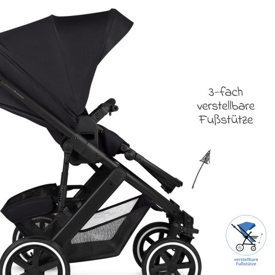 ABC Design 3in1 Kinderwagen-Set Salsa 5 Air - inkl. Babywanne, Autositz Pebble Pro, Sportsitz mit XXL Zubehörpaket - Pure - Coal