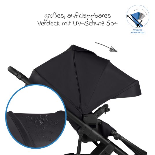 ABC Design 3in1 Kinderwagen-Set Salsa 5 Air - inkl. Babywanne, Autositz Pebble Pro, Sportsitz mit XXL Zubehörpaket - Pure - Coal