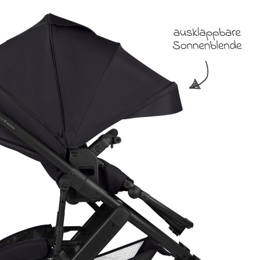 ABC Design 3in1 Kinderwagen-Set Salsa 5 Air - inkl. Babywanne, Autositz Pebble Pro, Sportsitz mit XXL Zubehörpaket - Pure - Coal