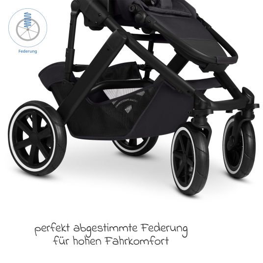 ABC Design 3in1 Kinderwagen-Set Salsa 5 Air - inkl. Babywanne, Autositz Pebble Pro, Sportsitz mit XXL Zubehörpaket - Pure - Coal