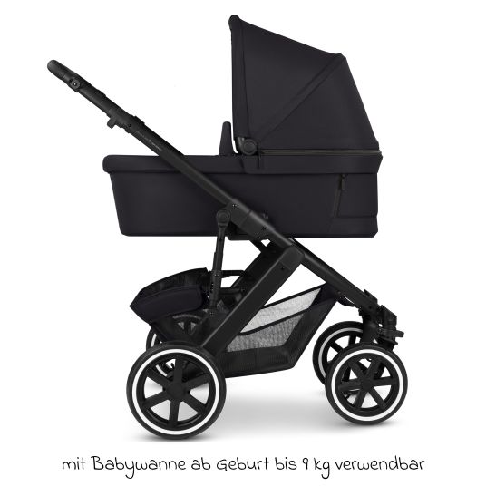 ABC Design 3in1 Kinderwagen-Set Salsa 5 Air - inkl. Babywanne, Autositz Pebble Pro, Sportsitz mit XXL Zubehörpaket - Pure - Coal