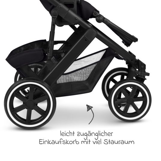 ABC Design 3in1 Kinderwagen-Set Salsa 5 Air - inkl. Babywanne, Autositz Pebble Pro, Sportsitz mit XXL Zubehörpaket - Pure - Coal