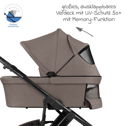 ABC Design Set passeggino 3in1 Salsa 5 Air - incluso navicella, seggiolino auto Pebble Pro, seggiolino sportivo con pacchetto accessori XXL - Pure - Nature