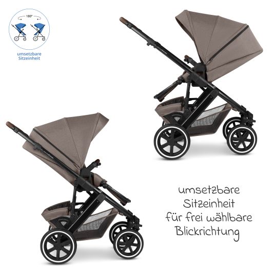 ABC Design Set passeggino 3in1 Salsa 5 Air - incluso navicella, seggiolino auto Pebble Pro, seggiolino sportivo con pacchetto accessori XXL - Pure - Nature