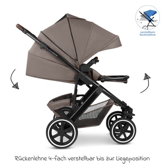 ABC Design Set passeggino 3in1 Salsa 5 Air - incluso navicella, seggiolino auto Pebble Pro, seggiolino sportivo con pacchetto accessori XXL - Pure - Nature