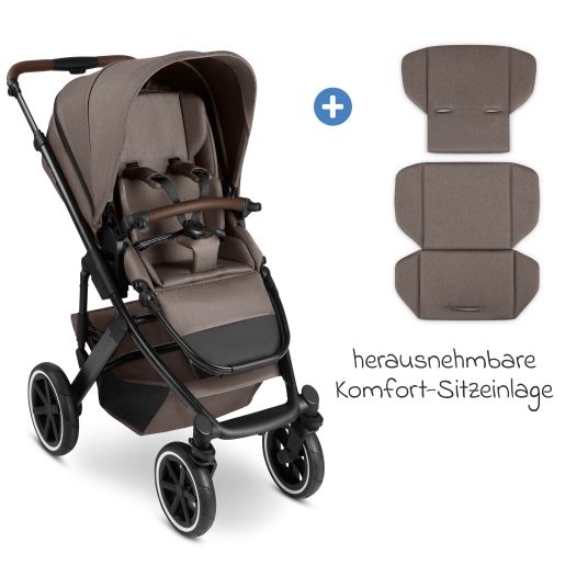 ABC Design Set passeggino 3in1 Salsa 5 Air - incluso navicella, seggiolino auto Pebble Pro, seggiolino sportivo con pacchetto accessori XXL - Pure - Nature