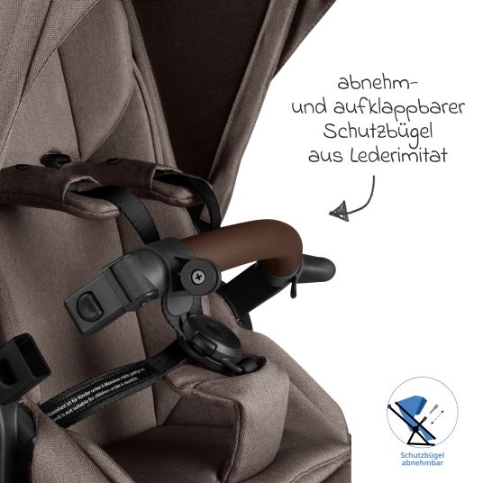 ABC Design Set passeggino 3in1 Salsa 5 Air - incluso navicella, seggiolino auto Pebble Pro, seggiolino sportivo con pacchetto accessori XXL - Pure - Nature