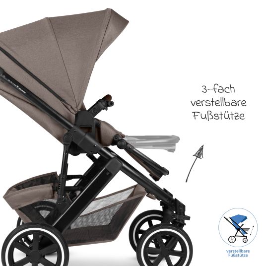 ABC Design Set passeggino 3in1 Salsa 5 Air - incluso navicella, seggiolino auto Pebble Pro, seggiolino sportivo con pacchetto accessori XXL - Pure - Nature