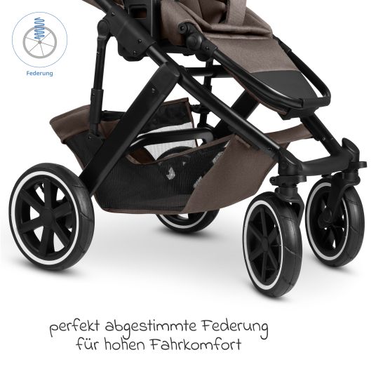 ABC Design Set passeggino 3in1 Salsa 5 Air - incluso navicella, seggiolino auto Pebble Pro, seggiolino sportivo con pacchetto accessori XXL - Pure - Nature