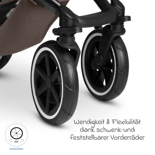 ABC Design Set passeggino 3in1 Salsa 5 Air - incluso navicella, seggiolino auto Pebble Pro, seggiolino sportivo con pacchetto accessori XXL - Pure - Nature