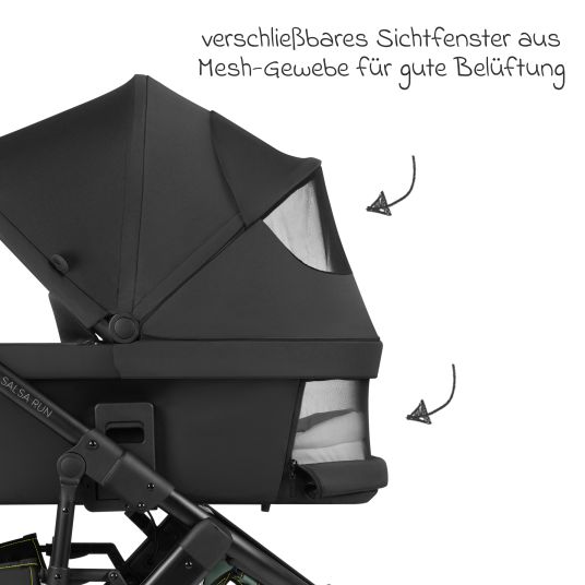 ABC Design 3in1 Kinderwagen-Set Salsa Run - Babywanne, Babyschale Tulip, Sportsitz mit XXL Zubehörpaket (mit Sportzulassung, Luftbereifung & Handbremse) - Aqua