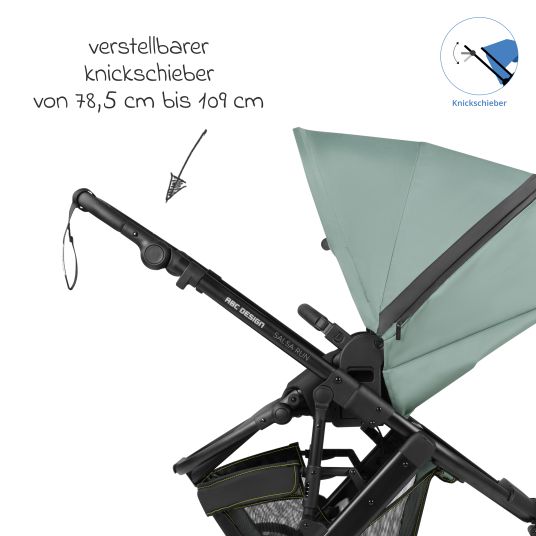 ABC Design 3in1 Kinderwagen-Set Salsa Run - Babywanne, Babyschale Tulip, Sportsitz mit XXL Zubehörpaket (mit Sportzulassung, Luftbereifung & Handbremse) - Aqua