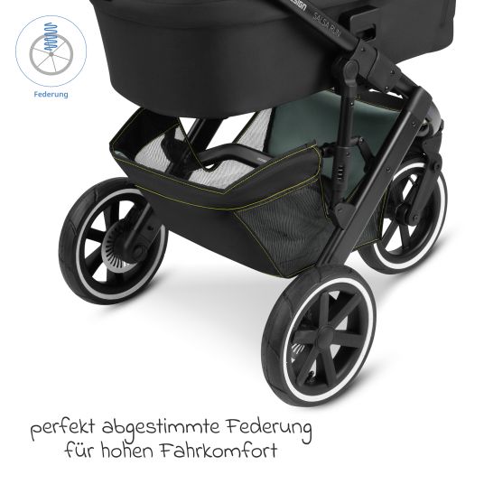 ABC Design 3in1 Kinderwagen-Set Salsa Run - Babywanne, Babyschale Tulip, Sportsitz mit XXL Zubehörpaket (mit Sportzulassung, Luftbereifung & Handbremse) - Aqua