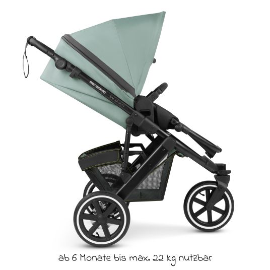 ABC Design 3in1 Kinderwagen-Set Salsa Run - Babywanne, Babyschale Tulip, Sportsitz mit XXL Zubehörpaket (mit Sportzulassung, Luftbereifung & Handbremse) - Aqua