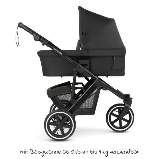 ABC Design 3in1 Kinderwagen-Set Salsa Run - Babywanne, Babyschale Tulip, Sportsitz mit XXL Zubehörpaket (mit Sportzulassung, Luftbereifung & Handbremse) - Aqua