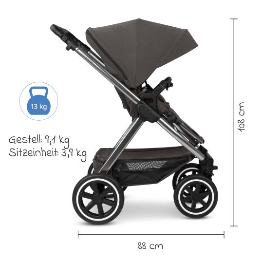 ABC Design 3in1 stroller set Samba 2 - incl. carrycot, car seat Pebble Pro, sports seat with XXL accessory package - Almond