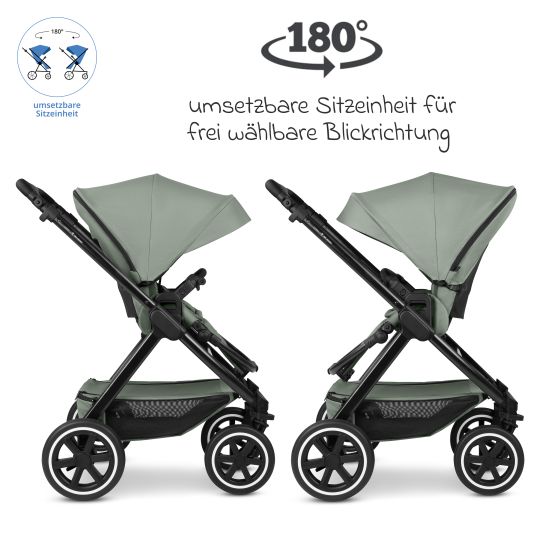 ABC Design Set passeggino 3in1 Samba 2 - incluso navicella, seggiolino auto Pebble Pro, seggiolino sportivo con pacchetto accessori XXL - Pino