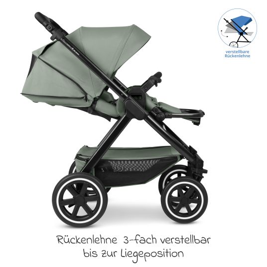 ABC Design Set passeggino 3in1 Samba 2 - incluso navicella, seggiolino auto Pebble Pro, seggiolino sportivo con pacchetto accessori XXL - Pino