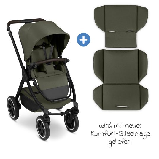 ABC Design Set passeggino 3in1 Samba 2 - incluso navicella, seggiolino auto Pebble Pro, seggiolino sportivo con pacchetto accessori XXL - Pure - Avocado