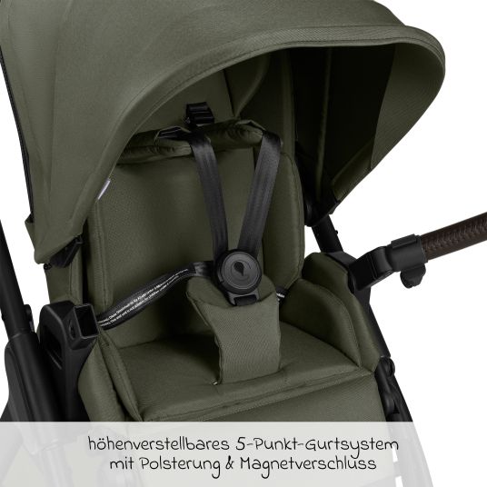 ABC Design Set passeggino 3in1 Samba 2 - incluso navicella, seggiolino auto Pebble Pro, seggiolino sportivo con pacchetto accessori XXL - Pure - Avocado