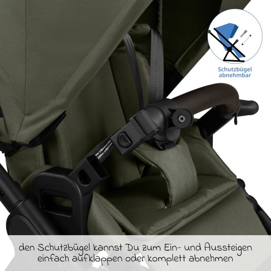 ABC Design Set passeggino 3in1 Samba 2 - incluso navicella, seggiolino auto Pebble Pro, seggiolino sportivo con pacchetto accessori XXL - Pure - Avocado