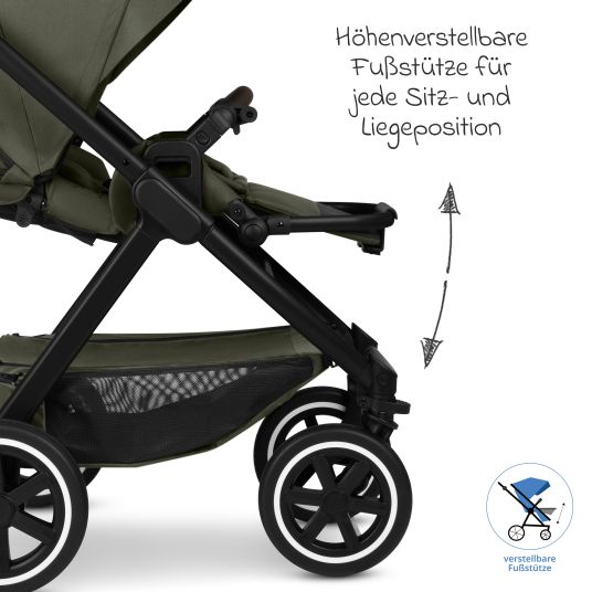 ABC Design Set passeggino 3in1 Samba 2 - incluso navicella, seggiolino auto Pebble Pro, seggiolino sportivo con pacchetto accessori XXL - Pure - Avocado