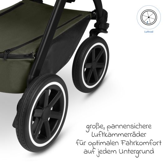 ABC Design Set passeggino 3in1 Samba 2 - incluso navicella, seggiolino auto Pebble Pro, seggiolino sportivo con pacchetto accessori XXL - Pure - Avocado