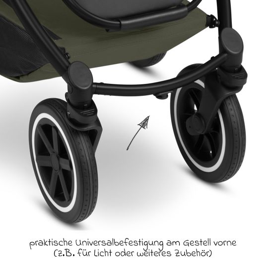 ABC Design Set passeggino 3in1 Samba 2 - incluso navicella, seggiolino auto Pebble Pro, seggiolino sportivo con pacchetto accessori XXL - Pure - Avocado