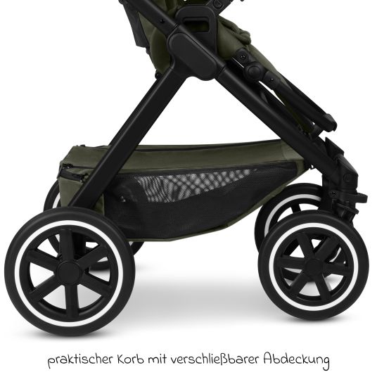 ABC Design Set passeggino 3in1 Samba 2 - incluso navicella, seggiolino auto Pebble Pro, seggiolino sportivo con pacchetto accessori XXL - Pure - Avocado