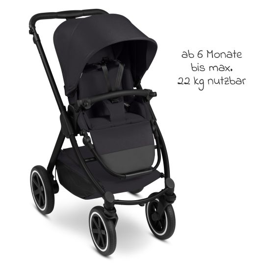 ABC Design Set passeggino 3in1 Samba 2 - incluso navicella, seggiolino auto Pebble Pro, seggiolino sportivo con pacchetto accessori XXL - Pure - Coal