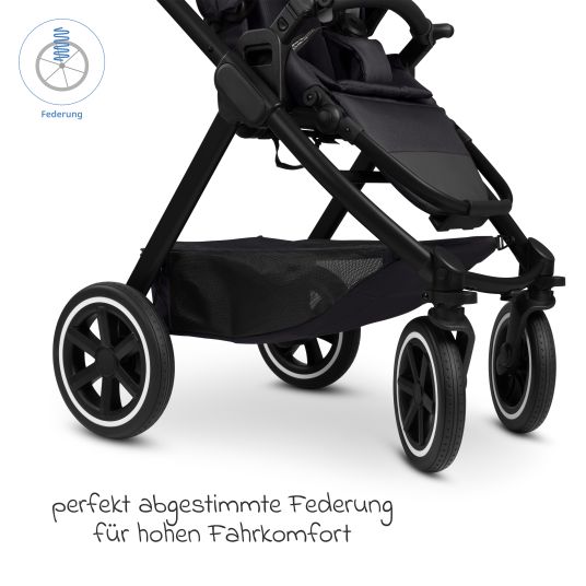 ABC Design Set passeggino 3in1 Samba 2 - incluso navicella, seggiolino auto Pebble Pro, seggiolino sportivo con pacchetto accessori XXL - Pure - Coal