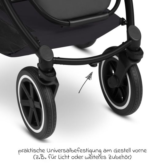 ABC Design Set passeggino 3in1 Samba 2 - incluso navicella, seggiolino auto Pebble Pro, seggiolino sportivo con pacchetto accessori XXL - Pure - Coal