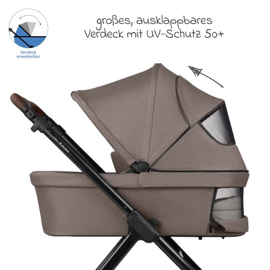 ABC Design 3in1 Kinderwagen-Set Samba 2 - inkl. Babywanne, Autositz Pebble Pro, Sportsitz mit XXL Zubehörpaket - Pure - Nature