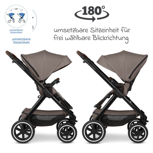 ABC Design 3in1 Kinderwagen-Set Samba 2 - inkl. Babywanne, Autositz Pebble Pro, Sportsitz mit XXL Zubehörpaket - Pure - Nature