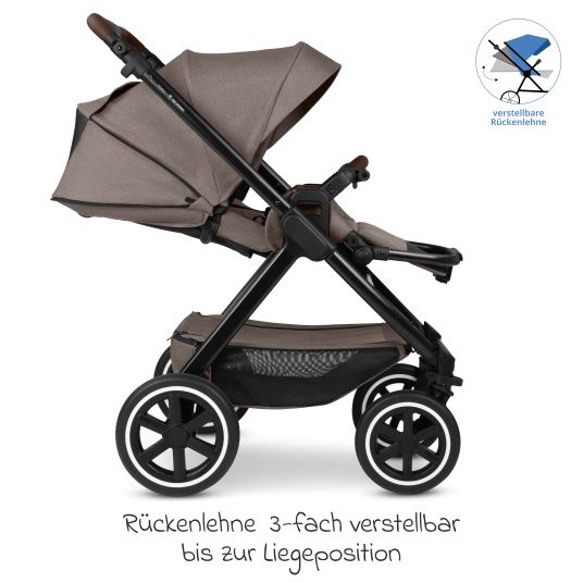 ABC Design 3in1 Kinderwagen-Set Samba 2 - inkl. Babywanne, Autositz Pebble Pro, Sportsitz mit XXL Zubehörpaket - Pure - Nature