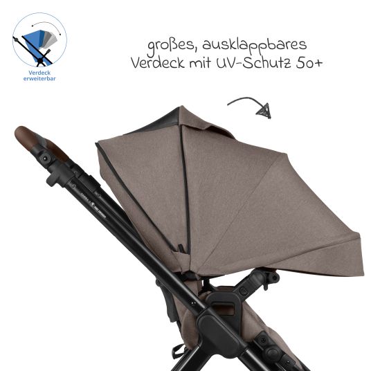 ABC Design 3in1 Kinderwagen-Set Samba 2 - inkl. Babywanne, Autositz Pebble Pro, Sportsitz mit XXL Zubehörpaket - Pure - Nature